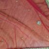 Dupatta vermelha e dourada de noiva com bordados pompons e barrado luxuoso