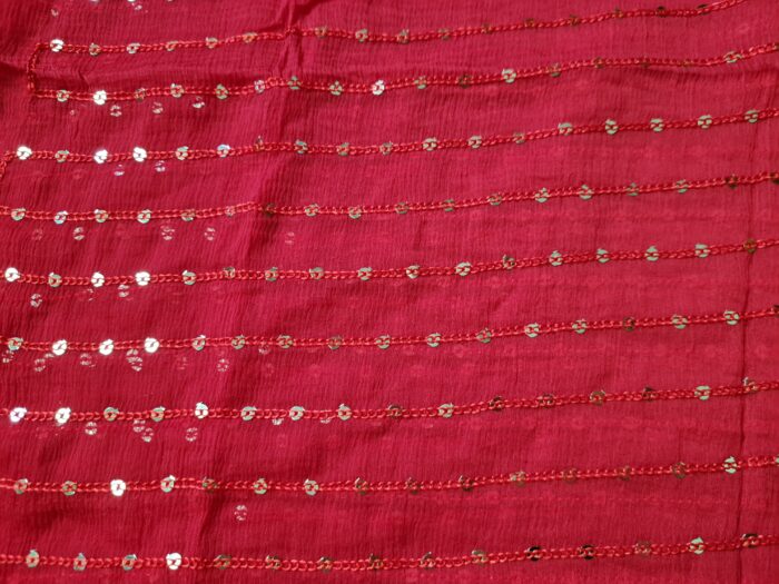 20241126_162829 Dupatta vermelha com fios bordados de lantejoulas