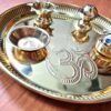 Pooja Thali prato para Puja OM com 4 peças fixas 20cm