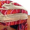 Turbante indiano masculino pronto para uso vermelho com estampa
