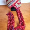 Turbante indiano masculino pronto para uso vermelho com estampa