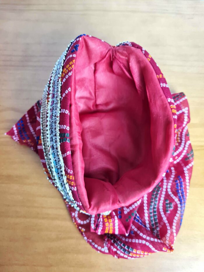 Turbante indiano masculino pronto para uso vermelho com estampa