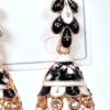 Brinco indiano Meenakari Jhumka preto com pérolas