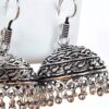 Brinco indiano design Jhumka prateado sino médio