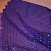 Dupatta roxa com fios bordados de lantejoulas