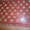 Dupatta vermelha e dourada de noiva com bordados pedras e barra luxuosa