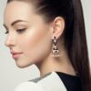 Brinco indiano Meenakari Jhumka preto com pérolas
