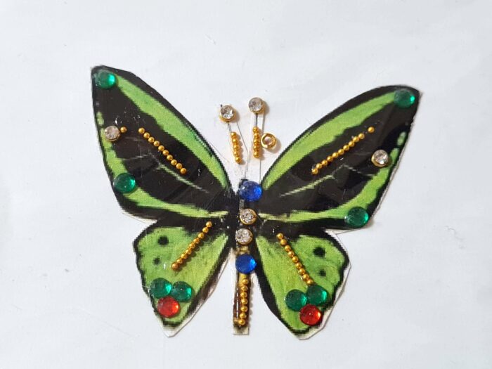 Tatuagem indiana de borboleta com aplique de pedras verde