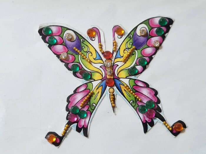 Tatuagem indiana de borboleta com aplique de pedras color II
