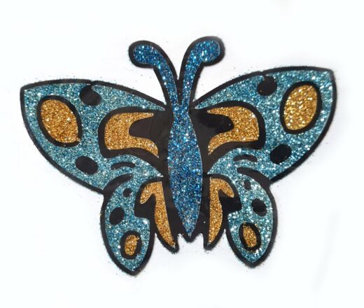Tatuagem adesiva indiana de borboleta azul e dourada II