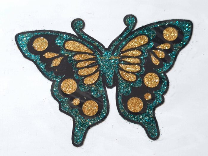 Tatuagem adesiva indiana de borboleta verde e dourada