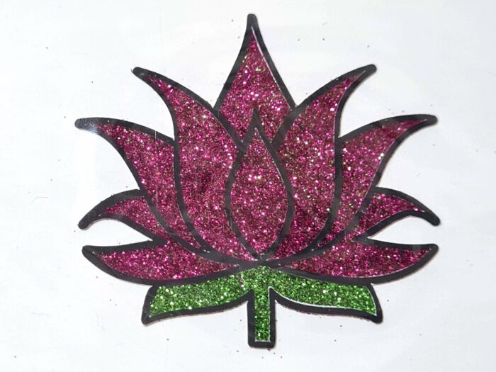 Tatuagem indiana de flor com glitter rosa (flor de lotus)