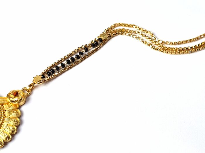 Mangalsutra colar sagrado dourado com contas pretas 33cm