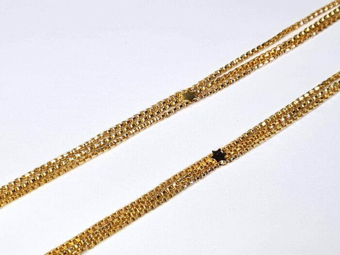 Mangalsutra colar sagrado dourado com contas pretas 33cm