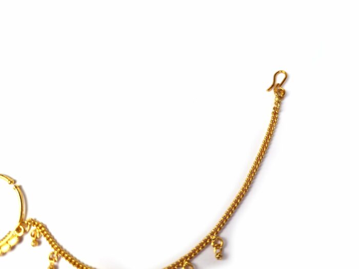 Nath brinco de nariz de argola dourado com corrente