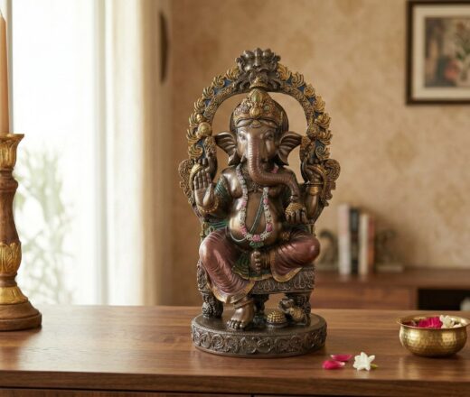 Estátua de Deus Ganesha em trono Surya Sun 26cm by Veronese Design
