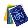 Bandeiras tibetanas veludo do mantra "Om Mani Padme Hum" (19cm x 13cm)