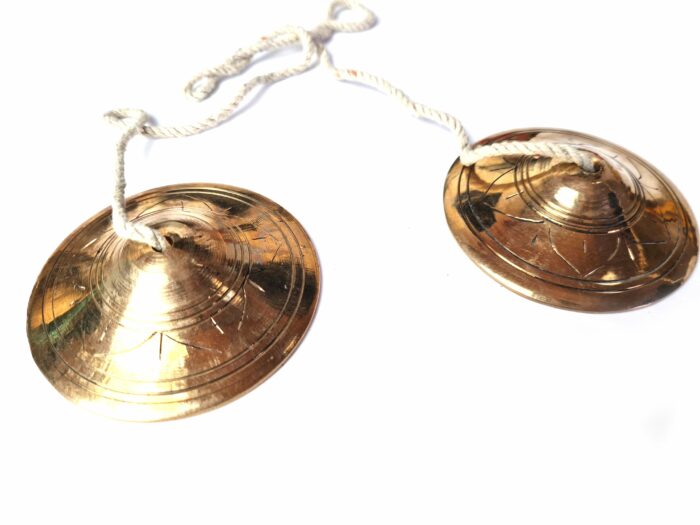 Manjira tibetana (tingsha) de bronze com 7 ligas modelo III