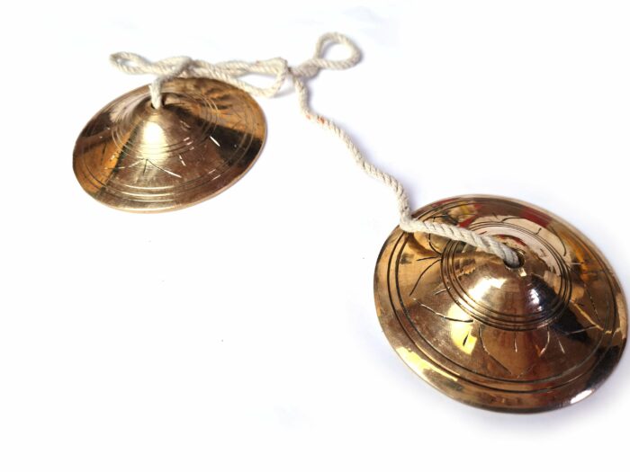Manjira tibetana (tingsha) de bronze com 7 ligas modelo III