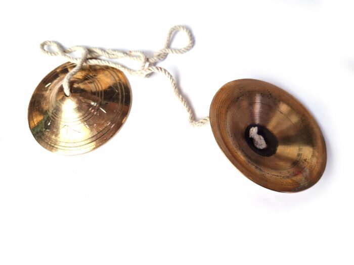 Manjira tibetana (tingsha) de bronze com 7 ligas modelo III