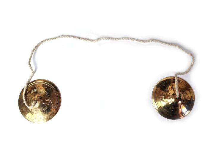 Manjira tibetana (tingsha) de bronze com 7 ligas modelo III