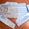 Conjunto 3 peças Kurta com Nehru Jacket e Churidar para casamentos indianos azul claro