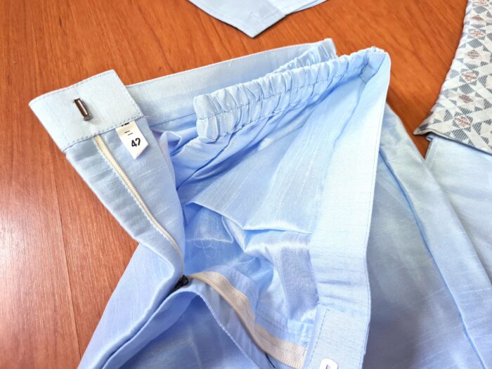 Conjunto 3 peças Kurta com Nehru Jacket e Churidar para casamentos indianos azul claro