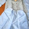 Conjunto 3 peças Kurta com Nehru Jacket e Churidar para casamentos indianos azul claro