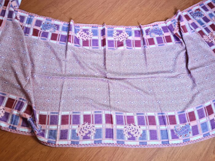 Echarpe indiana dupla face estampa paisleys e geométricas rosa e marsala
