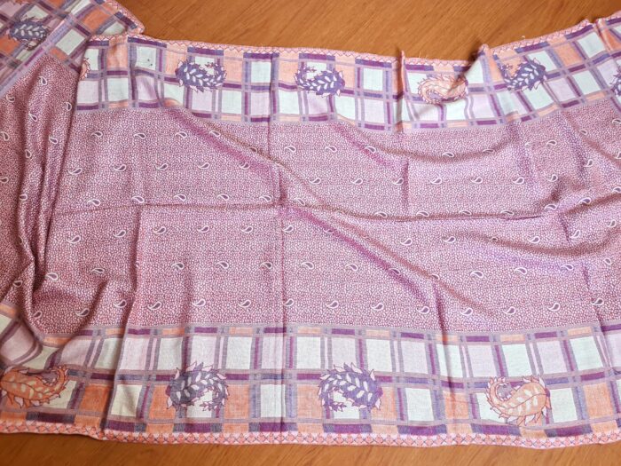 Echarpe indiana dupla face estampa paisleys e geométricas rosa e marsala