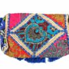 Bolsa indiana Banjara 100% bordada a mão azul e coloridos