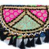 Bolsa indiana Banjara 100% bordada a mão preto e coloridos