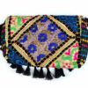 Bolsa indiana Banjara 100% bordada a mão preto e coloridos