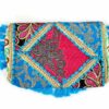 Bolsa indiana Banjara 100% bordada a mão azul claro e coloridos
