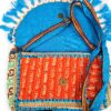 Bolsa indiana Banjara 100% bordada a mão azul claro e coloridos