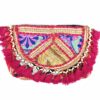 Bolsa indiana Banjara 100% bordada a mão rosa e coloridos