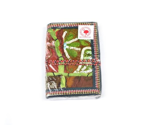 Caderno indiano artesanal estampa Patchwork hindu 13x8cm verde