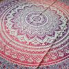 Colcha indiana ou painel decorativo de mandala rosa e lilás (2,40m x 2,10m)