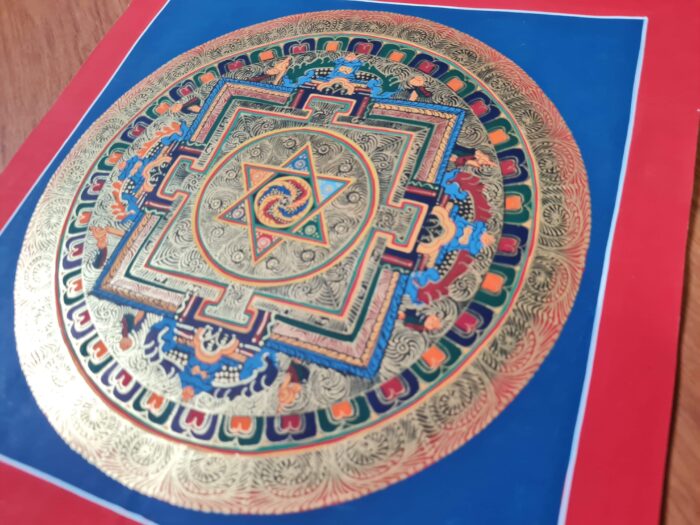 Mandala Yantra da União Cósmica Pintura Indiana Artesanal para meditação