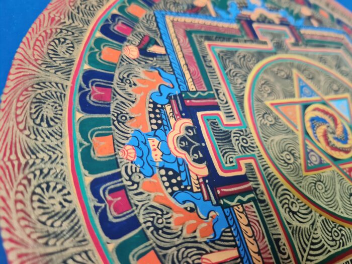 Mandala Yantra da União Cósmica Pintura Indiana Artesanal para meditação
