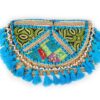 Bolsa indiana Banjara 100% bordada a mão azul claro e coloridos III