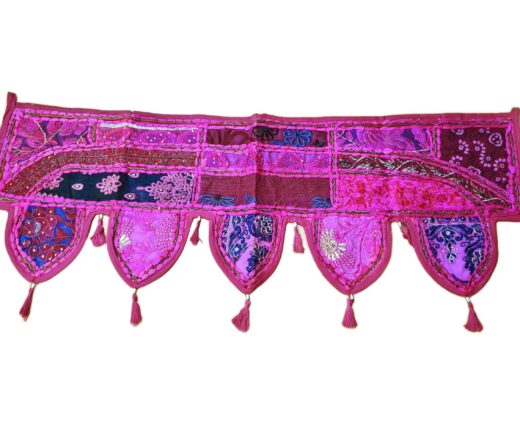 Bandô de porta indiano (Toran) 5 pontas bordado pink e color