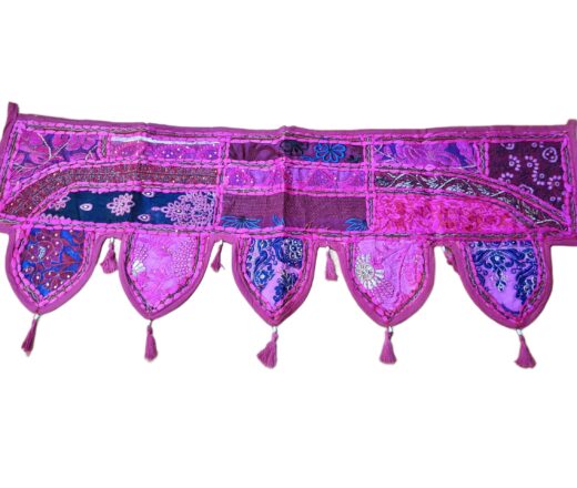 Bandô de porta indiano (Toran) 5 pontas bordado pink e color