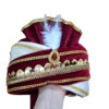 3 Turbante indiano masculino pronto para uso bordô e dourado com pedra