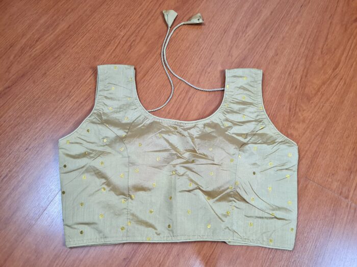 Choli para usar com Sarees dourado com laço nas costas