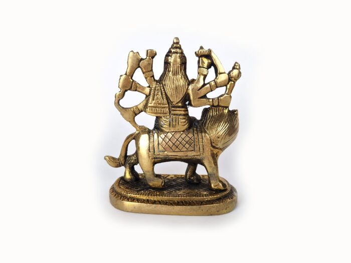 20250718_143836 Estátua indiana da Deusa Durga e o leão de metal brass 9cm