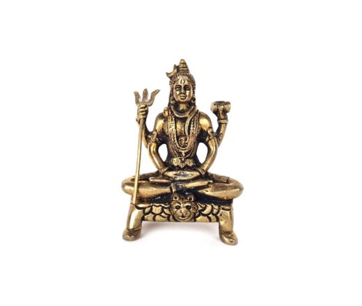 Estátua do Deus Shiva em lótus com tridente removível em brass 9m