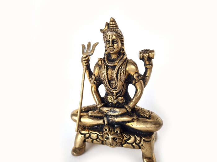 Estátua do Deus Shiva em lótus com tridente removível em brass 9m