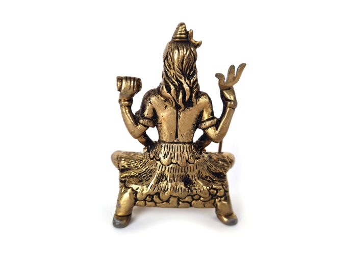 Estátua do Deus Shiva em lótus com tridente removível em brass 9m
