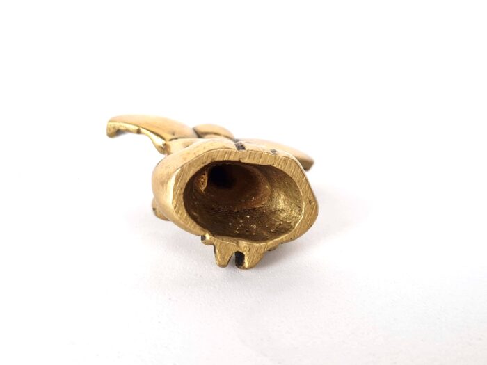 Estátua Mini do Deus Ganesha em metal brass com doce laddu nas mãos 3cm